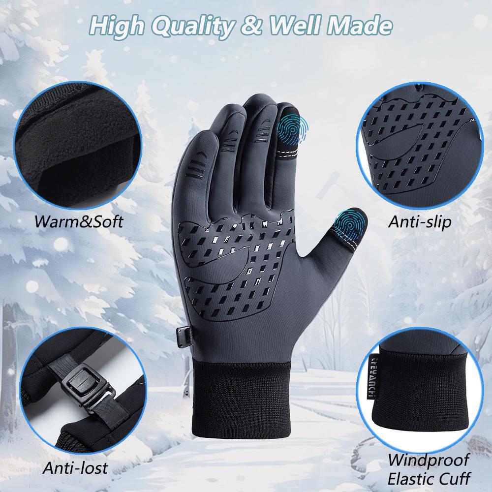 Winter Gloves Waterproof Thermal Touch Screen Thermal Windproof Warm Gloves Cold Weather Running Sports Hiking Ski Gloves