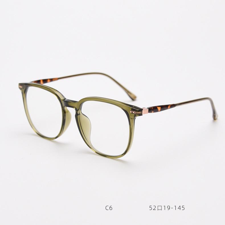 55687 Vintage Anti Blue Light Glasses Frame Plastic Titanium Leopard Simple Rivet Square Computer Eyewear