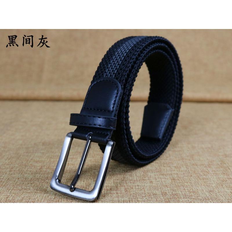 Men'S Elastic Belt, Men'S And Women'S Pin Buckle Elastic Trendy Belt, Canvas Woven Belt, Casual.