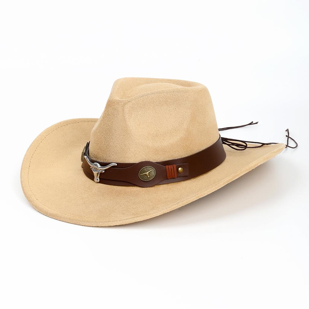 Women's European, American and British Western Cowboy Hat Men's Jazz Hat Retro Belt Decorative Wool Top Hat