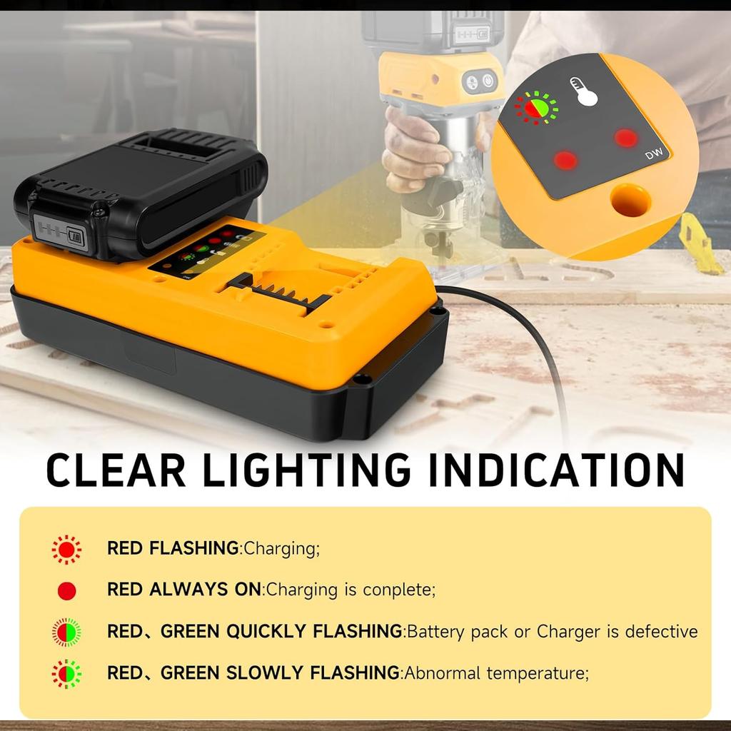 90W Fast Dual Battery Charger Replacement for 18V 20V Lithium Battery Rechargeable DCB207 DCB206 DCB204 DCB203-No Battery