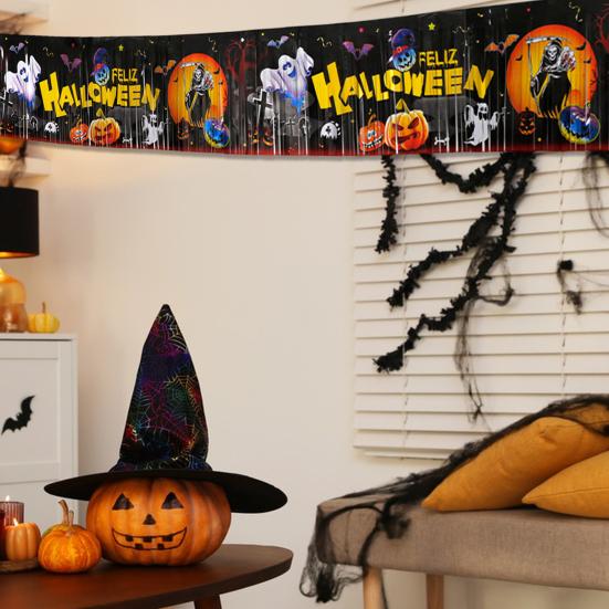 Halloween Banner Horror Party Decor Yard Sign Scary Background Cloth