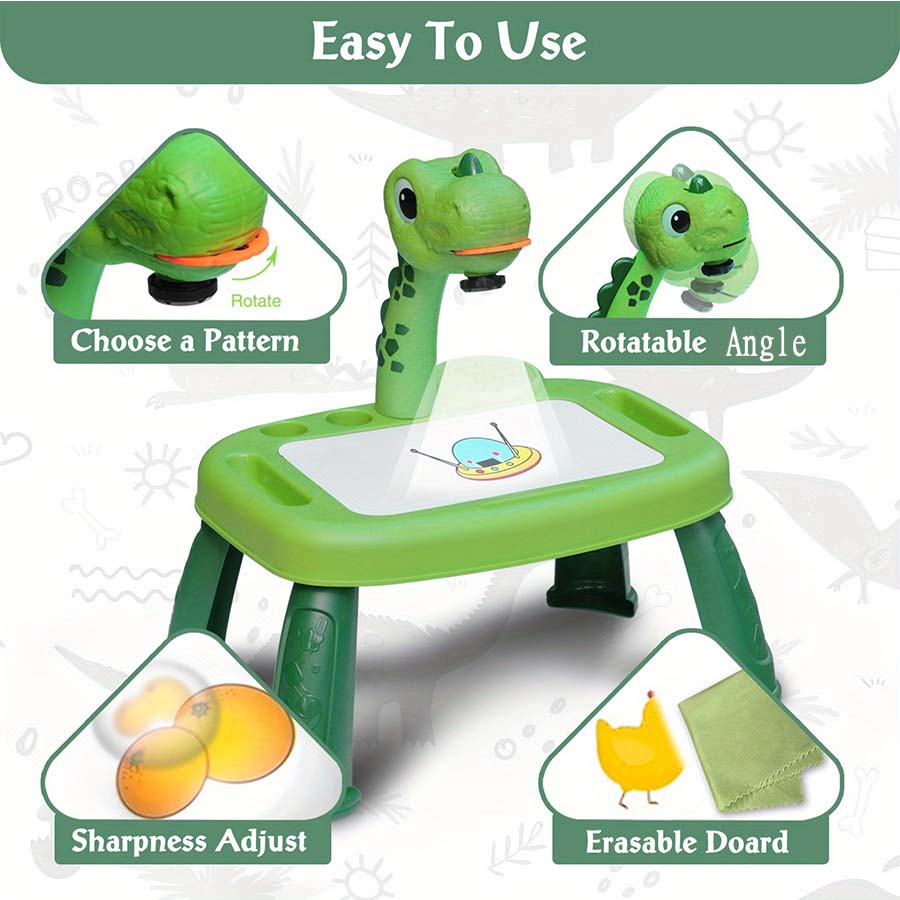 Children's projection painting table, pony shape, graffiti drawing board, electric with music, wipeable drawing board, baby earl