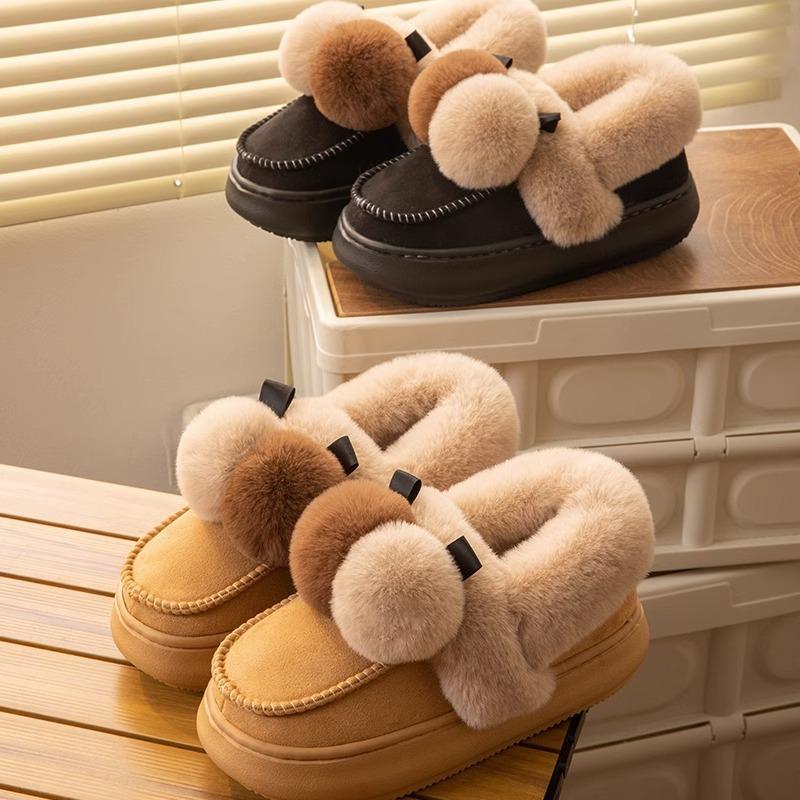 Cotton Slippers Bag Heel Outer Wear Fleece Thickened Indoor Home Non-slip Thick Sole Warm Plush Cotton Shoes