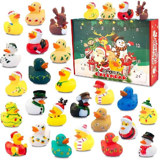 Christmas Advent Calendar 2025 for Kids, 24 Days Christmas Countdown Calendar with Rubber Ducks Bath Toys, Advent Xmas Calender, 24pcs Countdown