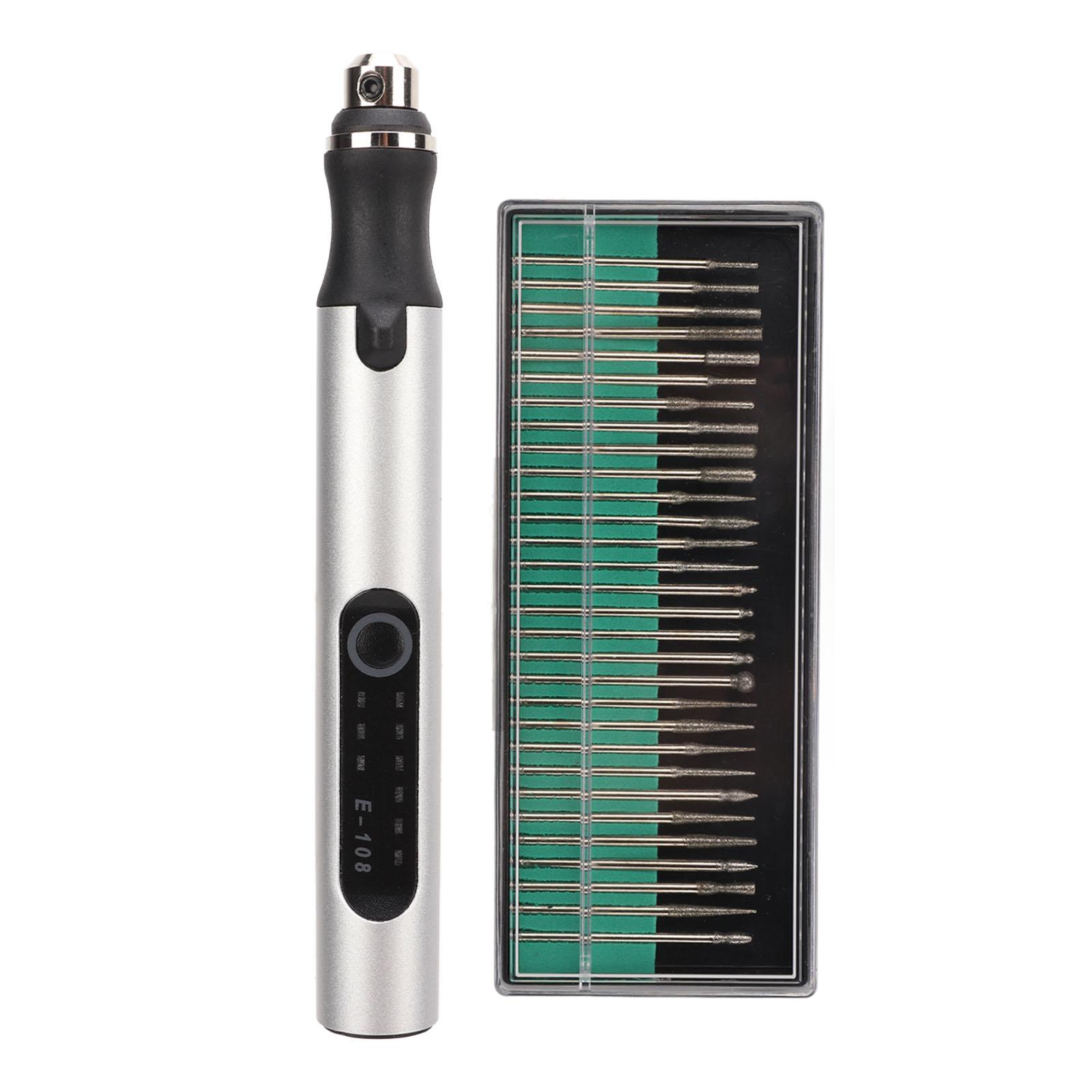 

Електрична гравірувальна ручка USB-зарядка Бездротова DIY Індикаторні вогні Автоматичне вимкнення живлення срібний