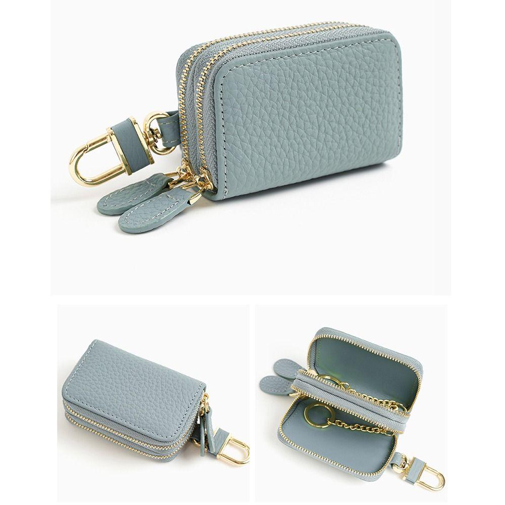 

Double Zipper Split Car Key Wallet Mini Key Holder Organizer Pouch Card Bag помаранчевий