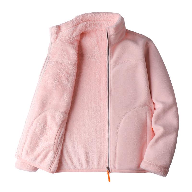 

Женская двусторонняя зимняя флисовая куртка - Толстая, ветрозащитная подкладка из кораллового флиса 2XL