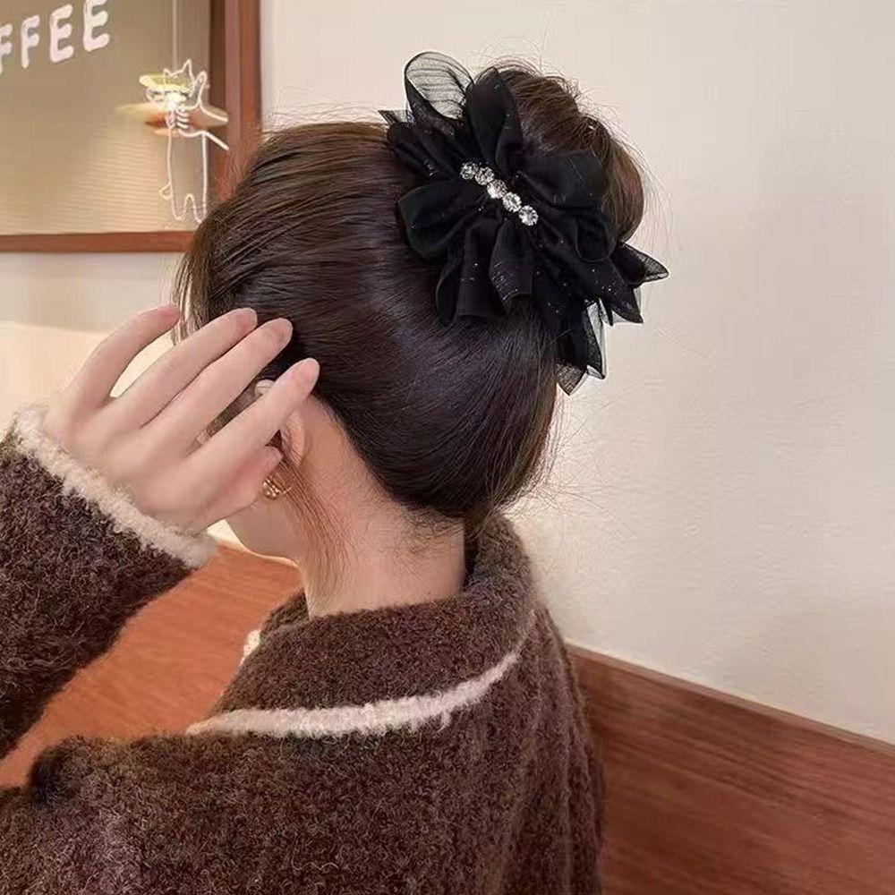 Quality Material Grab Clip Mesh Design Shark Clip Korean Fashion Ponytail Hair Clip  Hair Styling