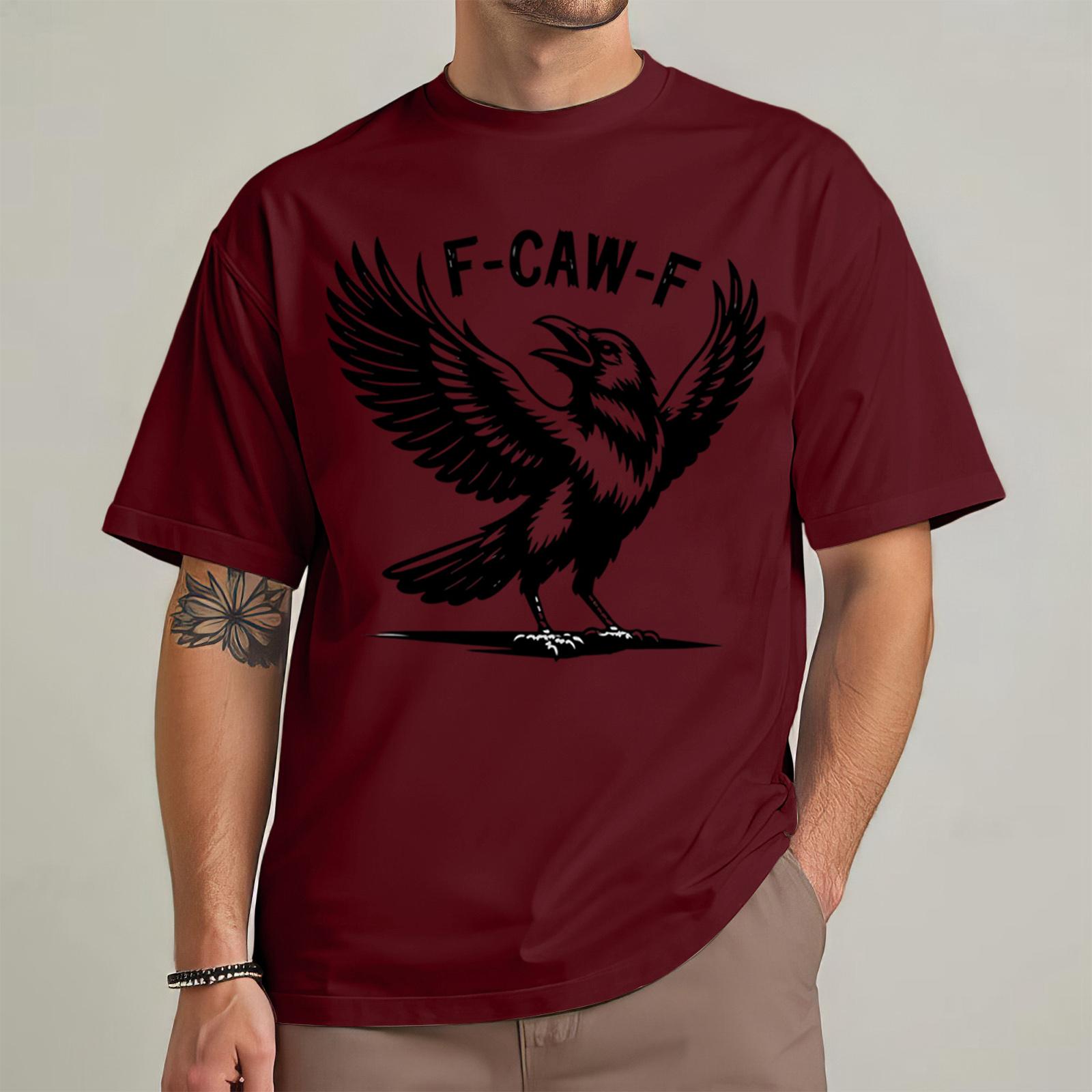 

Мужская мода повседневный принт с коротким рукавом круглый вырез пуловер топы XXL винный