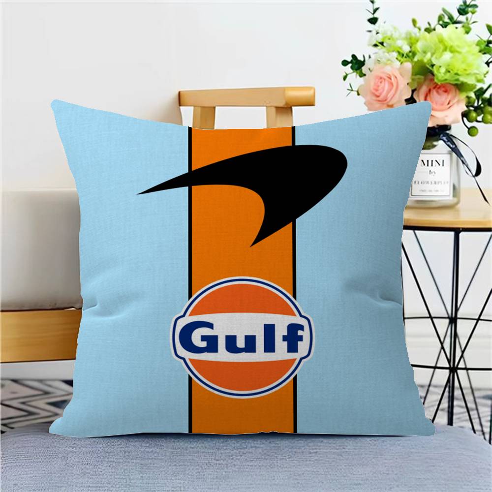 G-Gulf Racing Car Logo Pillow Covers Cartoon Sofa Decorative Home Double-sided Printing Short Plush Cute Cushion Cover