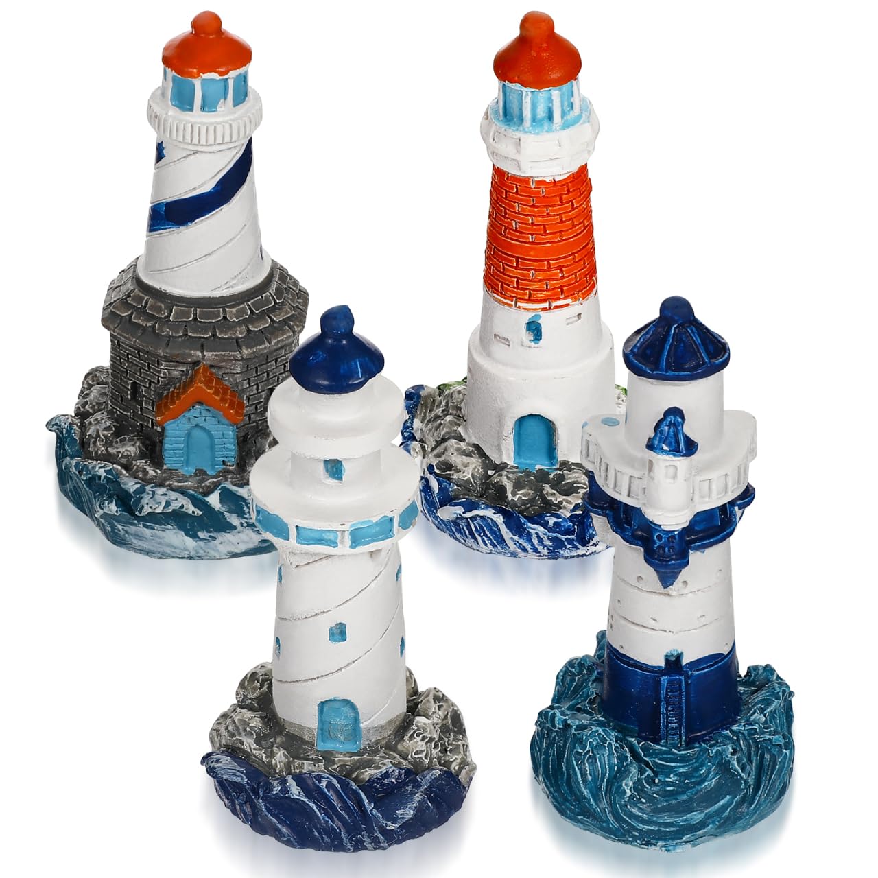 BESPORTBLE Mini Lighthouse Decoration: Resin Mediterranean Lighthouse Figurine, Nautical Theme Decoration Miniature Landscaping