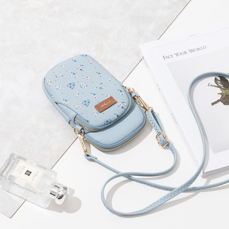 Borsa a tracolla coreana da donna con motivo floreale, doppia zip e grande capacità - Trendy per studenti