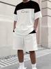 Summer T-Shirt Men's Running Athletic Outfit Two-Piece Set Crew Neck Short Sleeve Top & Shorts Men's Plus Size T-Shirt