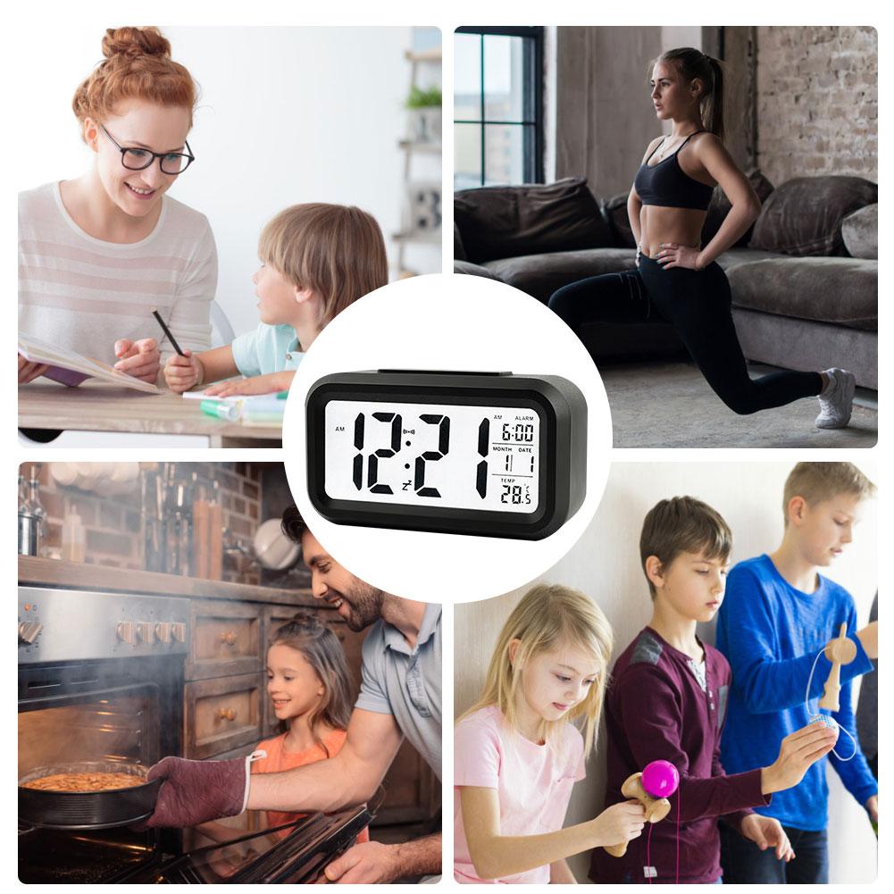 Alarm Clock Backlight Desktop Alarm Clocks Data Time Calendar Temperature Display Battery Operated Snooze Function
