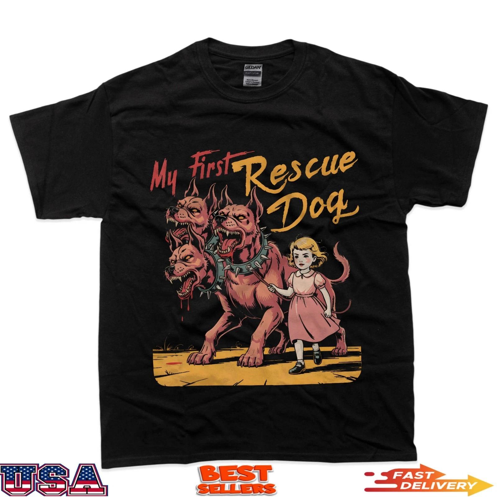 

Vintage Child Game Horror Tees Dark Humor My First Rescue Dog T-Shirt 4XL