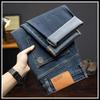 Men's Brown High-End Slim Elastic Jeans: Trendy Straight Casual Pants for Spring & Autumn 2024