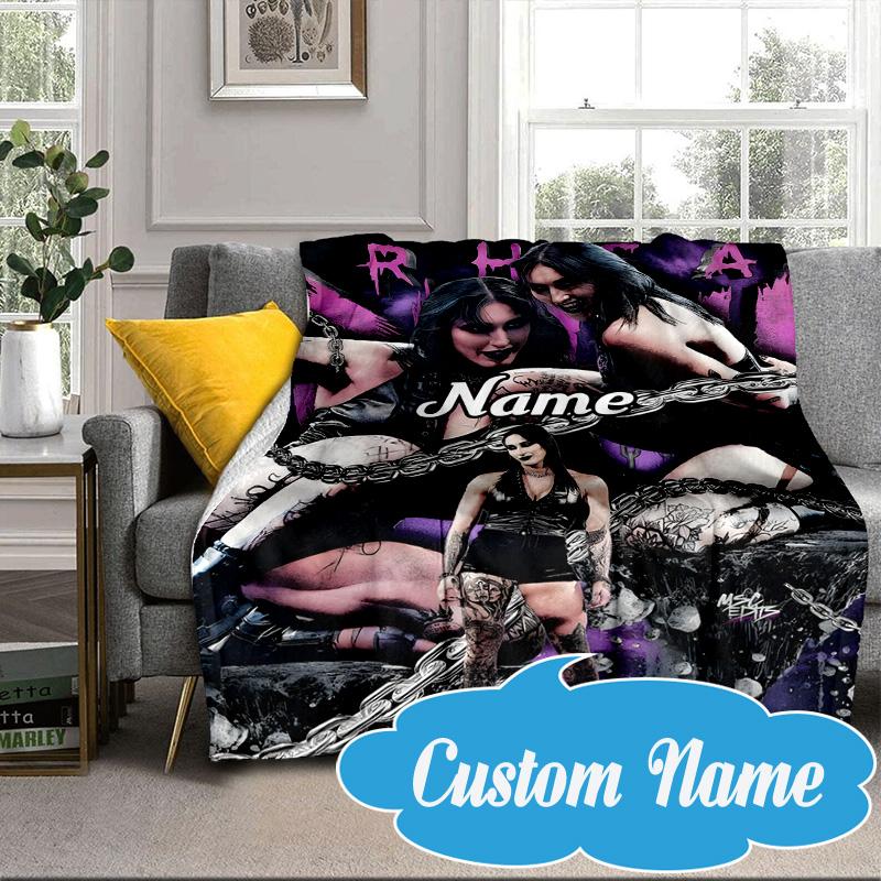 Custom Name Rhea Ripley wrestling Blanket bed sofa Blanket Flannel Blanket for Camping, Hiking, Picnic Essentials,gift for Fan family