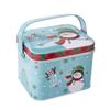 2pcs Christmas Candy Boxes with Handle Handheld Sweets Tins Portable Tinplate Candies Holders Sugar Storage Container