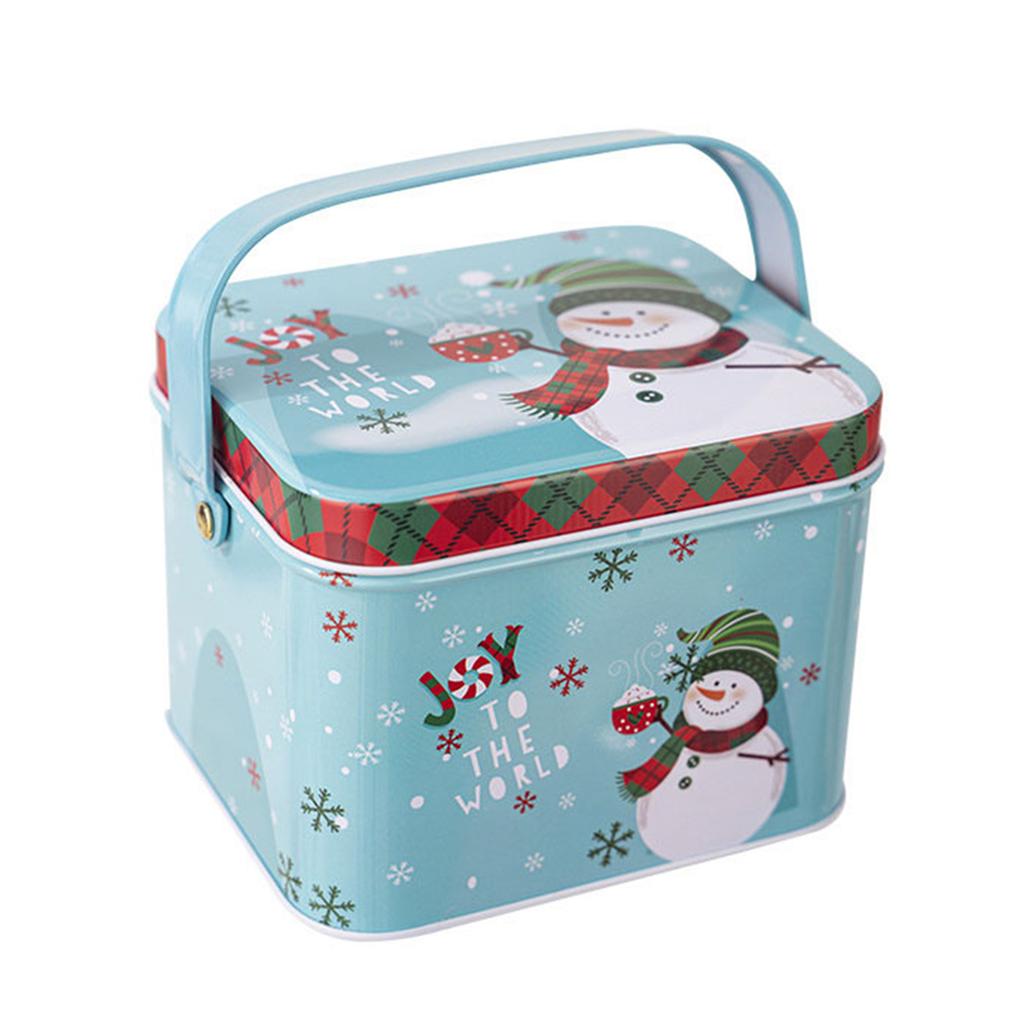 2pcs Christmas Candy Boxes with Handle Handheld Sweets Tins Portable Tinplate Candies Holders Sugar Storage Container