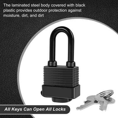 6Pcs Waterproof Padlocks Keyed 1-9/16inch Wide Anti-Theft Laminated Steel Lock Safety Padlock Heavy Duty Outdoor Security Lock