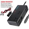200W Storage Battery Inverter DC 12V To AC 220V With Voltmeter Switch 6+2 Type-C USB Chargers 3.0 AC Power Socket Car Inverter