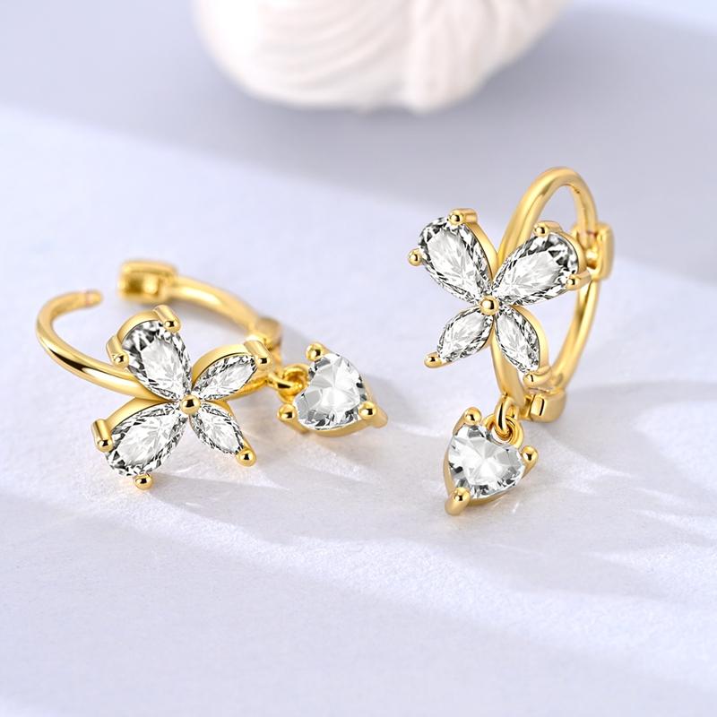 New 925 Silver Earrings Golden Beans Leaf Feather Luminous Elf Hoop Earring For Women Making Jewelry Gift