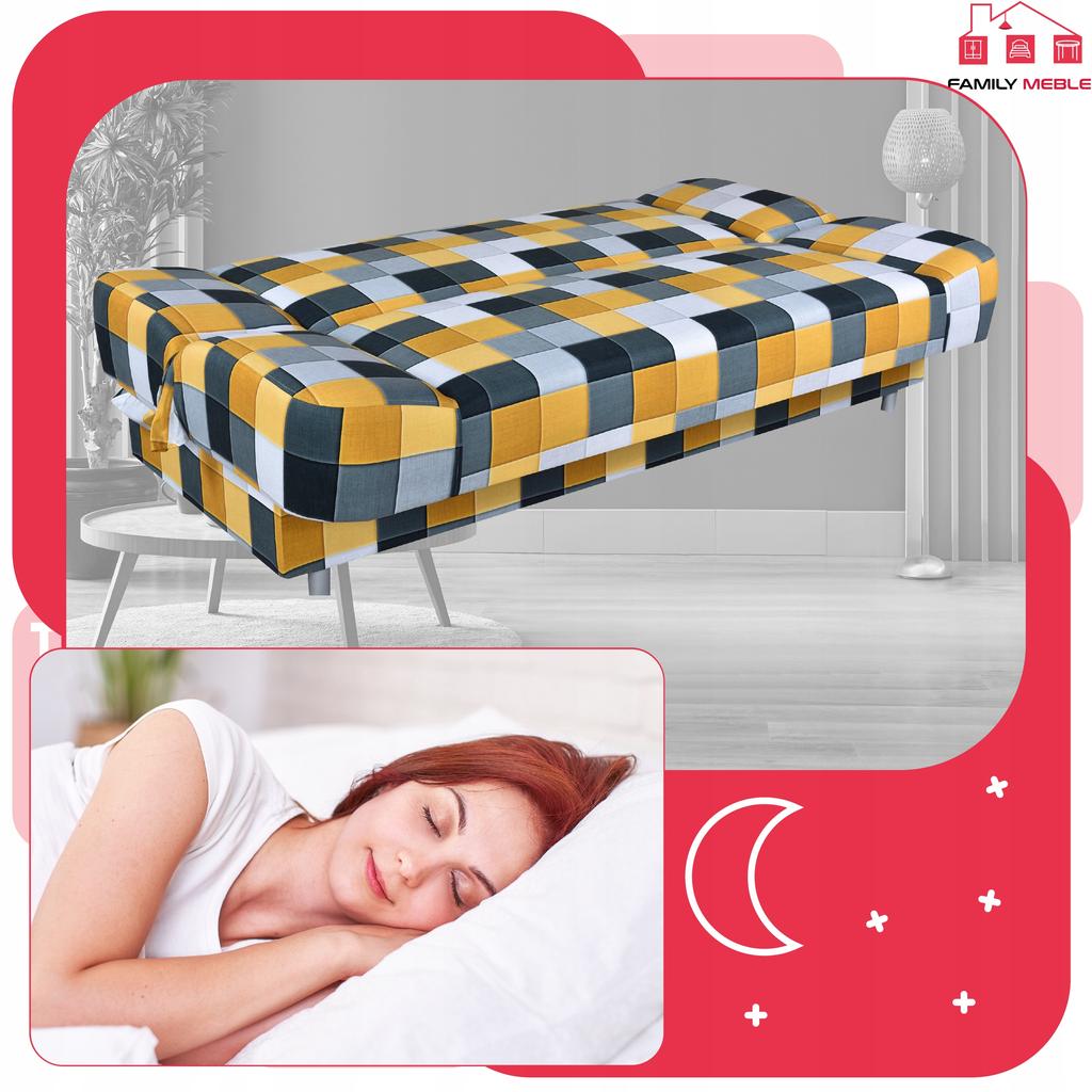 Kanapa sofa Sara Print rozkładana wersalka spania bonell łóżko Family meble 