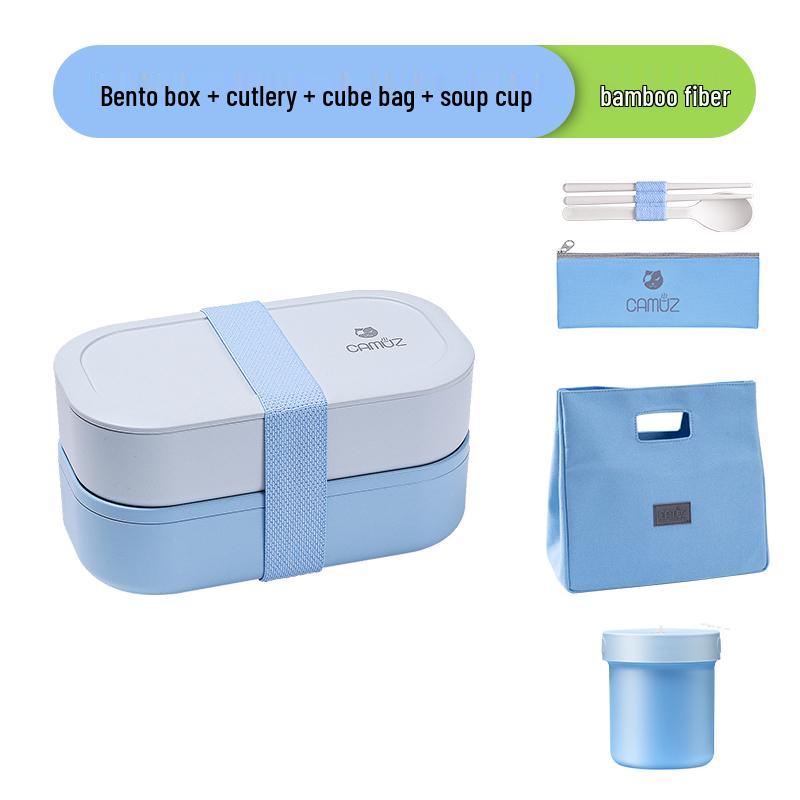 Microwaveable Japanese Double-Layer Bento Box - Portable, Sealed & Divided for Office Workers