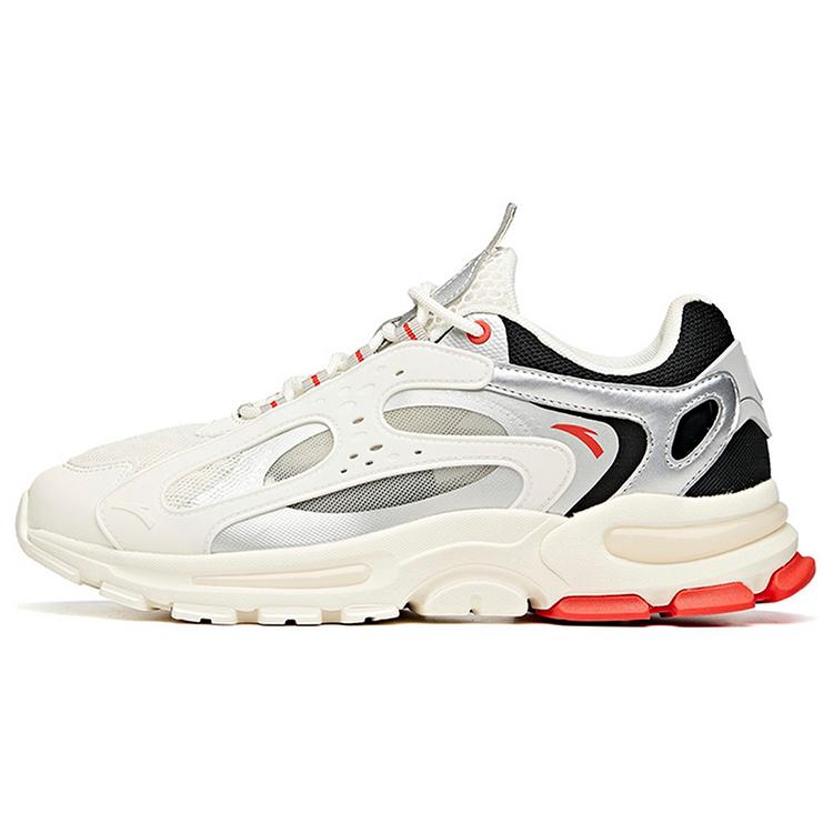 New Anta Shock Absorbers Slip Resistant Abrasion Resistant Breathable Low Top Chunky Sneakers Men's White Black Silver 112038899-1