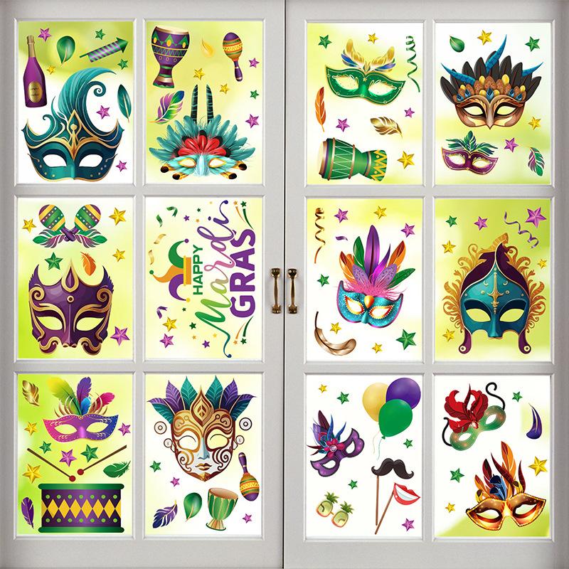 

Мексиканский карнавал статического электричества командные наклейки на окна праздничное украшение для добавления атмосферы стекло A