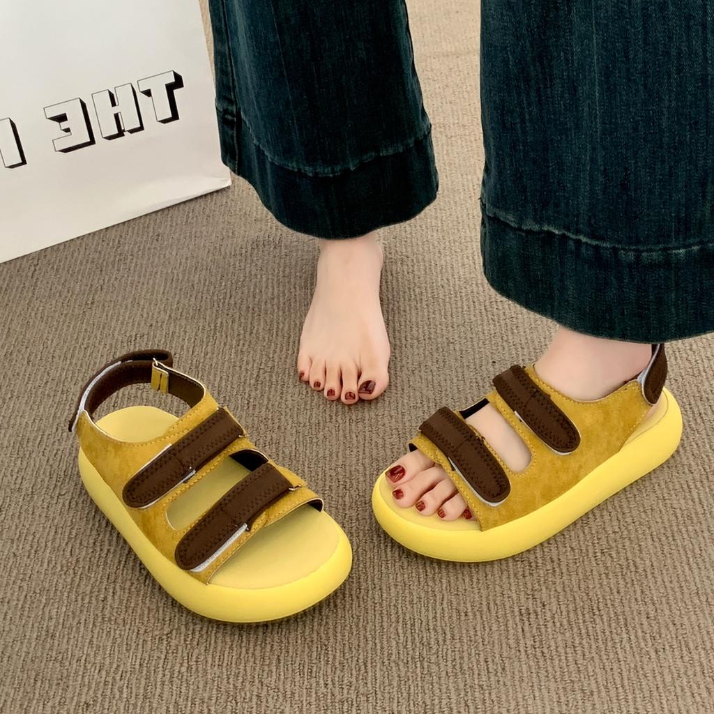 Sommer 2025 Internet-Berühmtheit Sportsandalen Damen neue lässige vielseitige weiche Sohle dicke Sohle kleiner duftender Wind Klettverschluss Strandschuhe