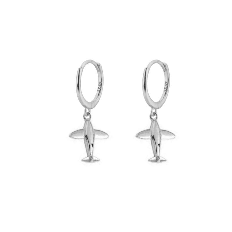 

CIAXY Silver Color Airplane-shaped Earrings for Women Birthday Gift Drop Earring Ear Buckle Korean Fashion Jewelry
