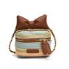 Chic Woven Pu Mini Handbag Stylish Striped Pattern Ultra-light Trendy Purse