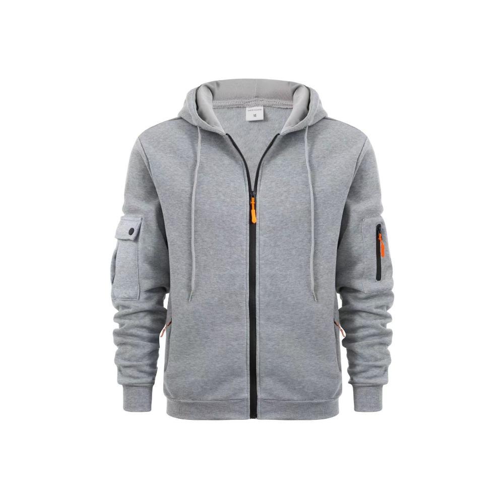 Весенне-осенний мужской свитер-худи на молнии с карманом на рукаве, кардиган, мужская спортивная куртка большого размера в стиле кэжуал M