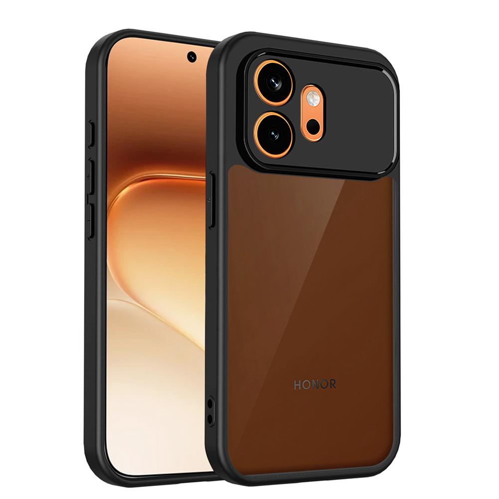 KEYSION Matte transluzente schwarze Handyhülle für HONOR 600 Pro 5G Weiches Silikon+PC Anti-Rutsch Stoßfeste Abdeckung für Huawei Honor 600