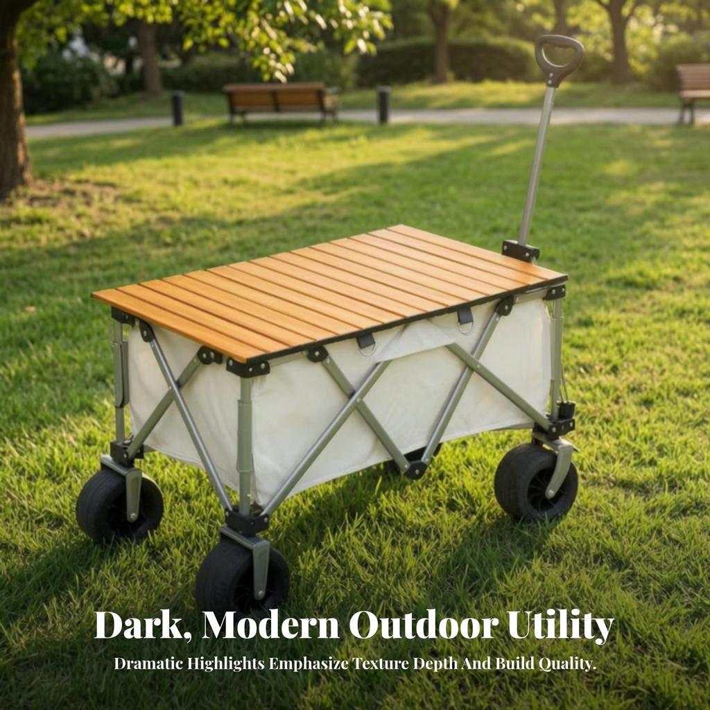 Camping Cart Tabletop Foldable Board Wood-Grain for Stalls, Campers