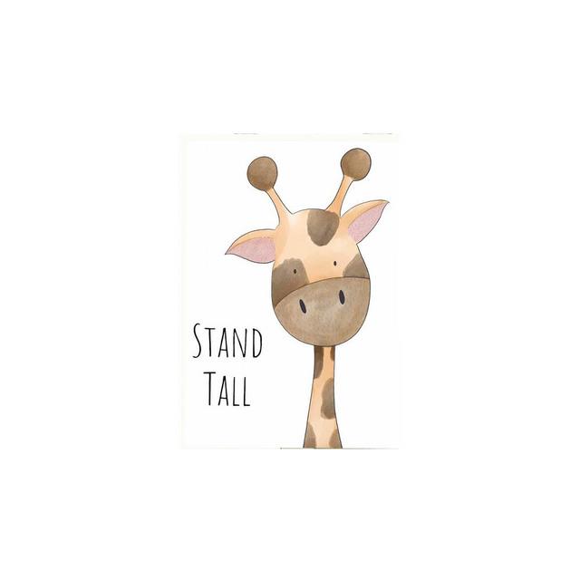 Solid Wood Frame Nordic Cute Cartoon Animal Canvas Painting Picture Be Brave Be Strong Children's Room Kindergarten Kids Wall Art Decor