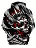 Men'S Hooded Digital Print Sweatshirt, Featuring a Street Fashion Style with a Skull Graphic, Machine Washable, Versatile Design, Suitable for