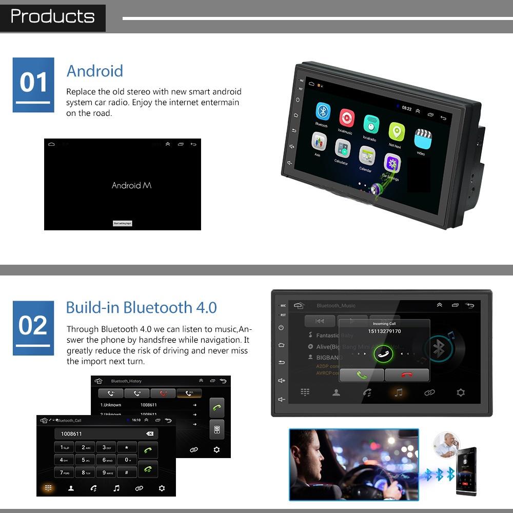 Android 8.1 GPS Car Stereo 2Din Radio 7'' Touch Screen Car MP5 Player with Bluetooth WIFI GPS FM