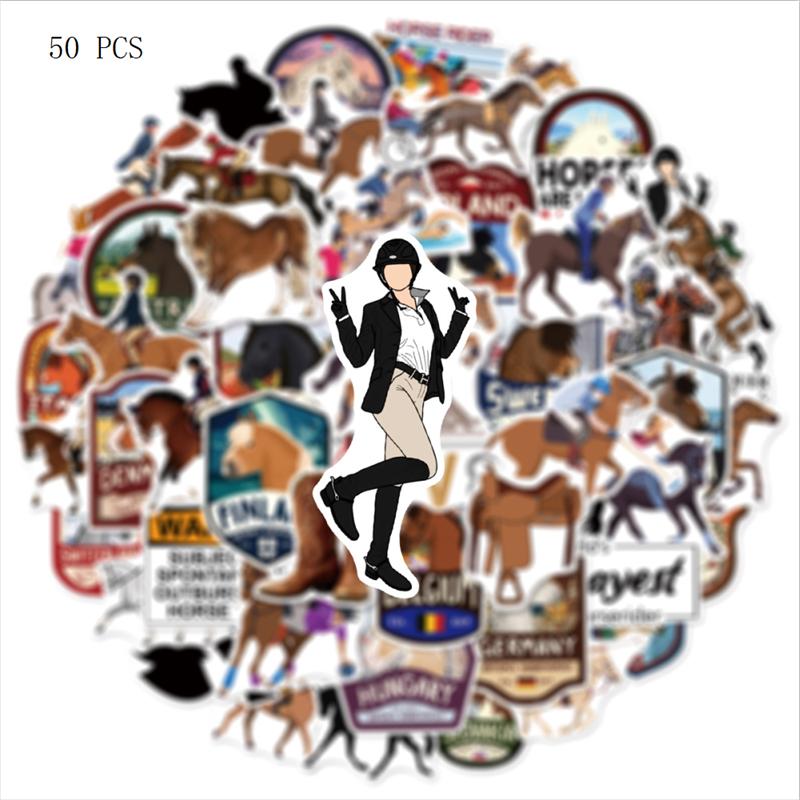 50Pcs Cartoon Cute Galloping Horse Pony Graffiti Stickers Waterproof Decals For Fridge Guitar Laptop Motorcycle Skateboard Toy