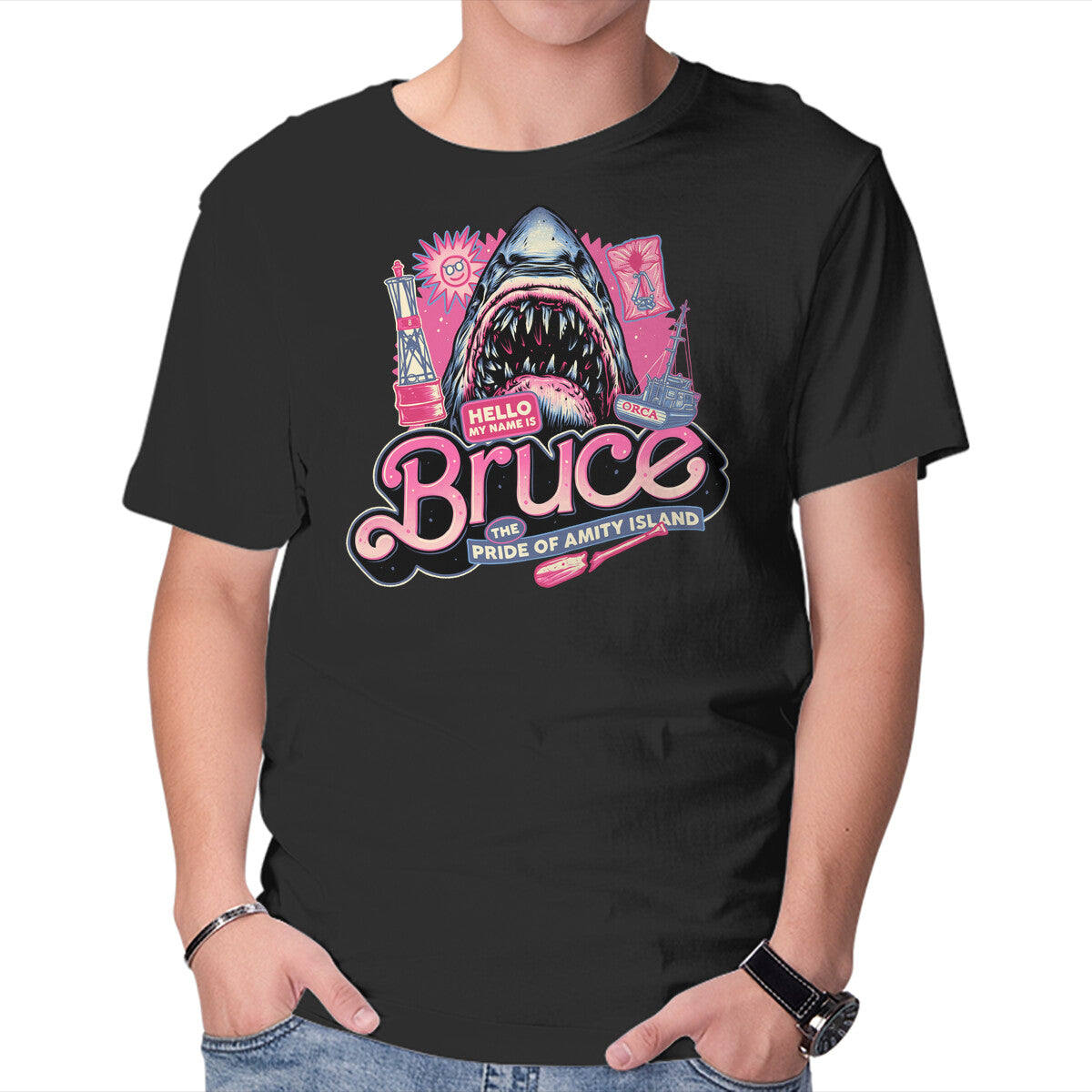 Unisex Crew Neck T-Shirt The Pride Of Amity Island Graphic Short Sleeve Casual Tee S