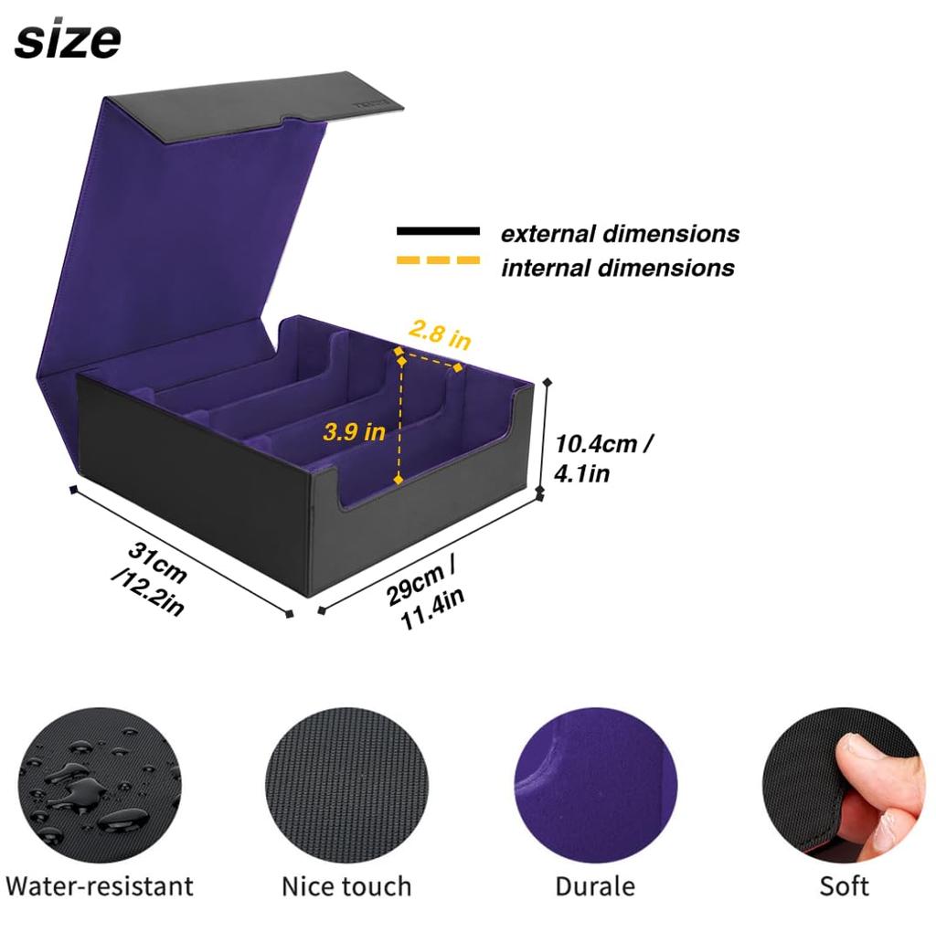 Deck Case Trading Card Case Card Storage Box Card Case Trading Card Storage Divider Board with Card Stopper with Pokeka MTG Various Card Purple 4