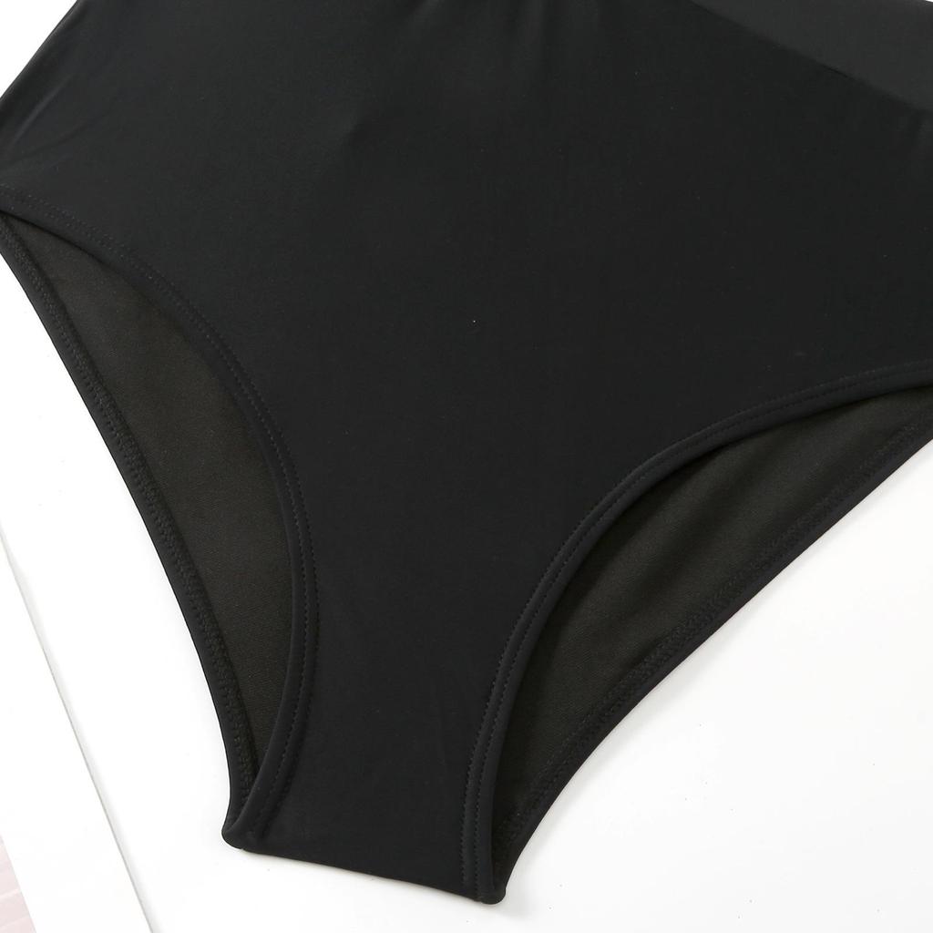 2025 Trendy Women's One-Piece Swimsuit Set with Bowknot Mesh Skirt - Solid Color