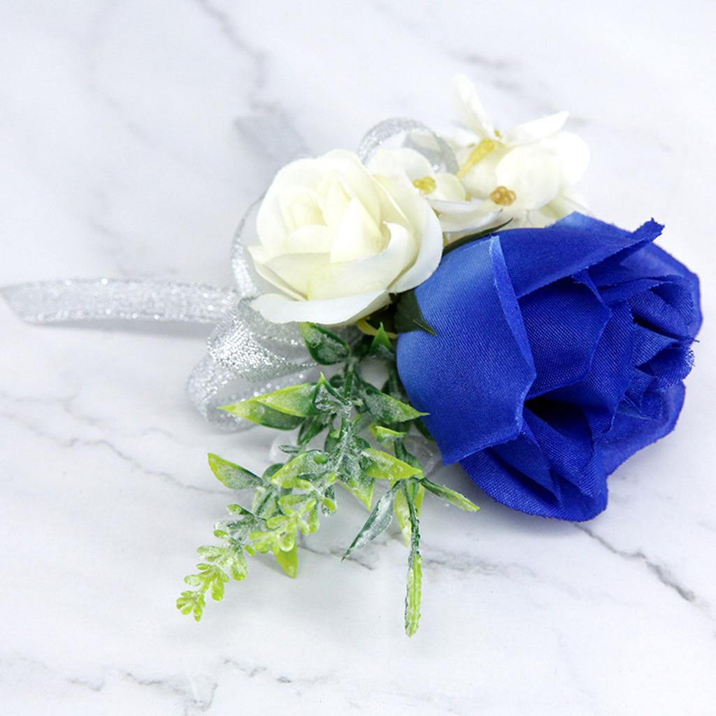 Simulation Flowers Wedding Wrist Corsages Flower Bride Bridesmaids Hand Flowers Women Blue Corsage Party Wedding Prom