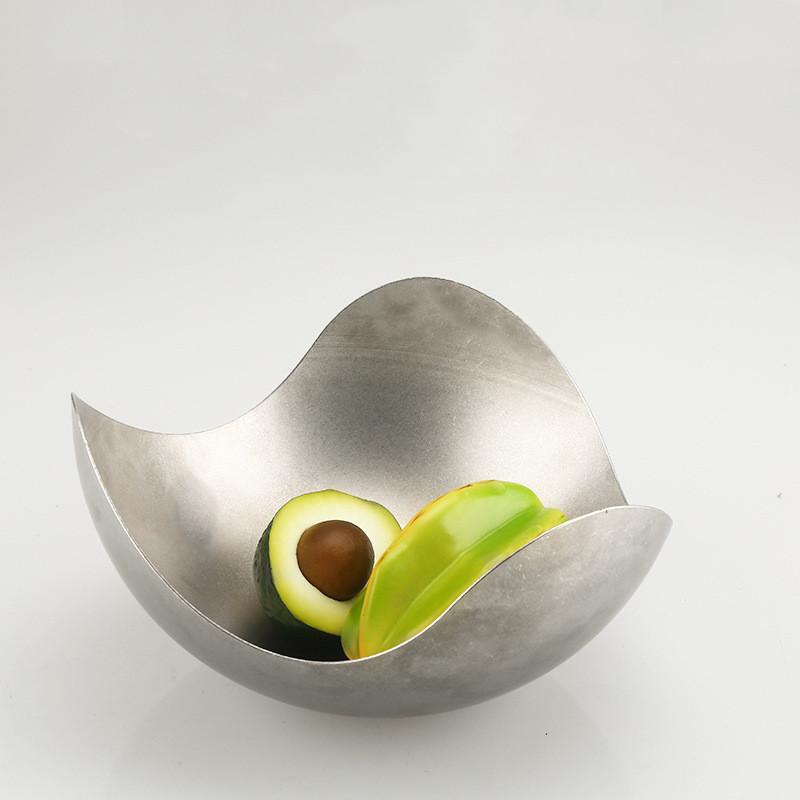 Vintage Silver Stainless Steel Fruit Tray, Salad Bowl, Tableware, Snack Storage Tray, Coffee Shop Decoration Service Tray