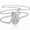 [Virgin Mary Necklace] Stainless Steel Virgin Mary Necklace with Cross Miracle Medal - 1pc Fashion Religious Gift Pendant, Unisex All-Season Accessory