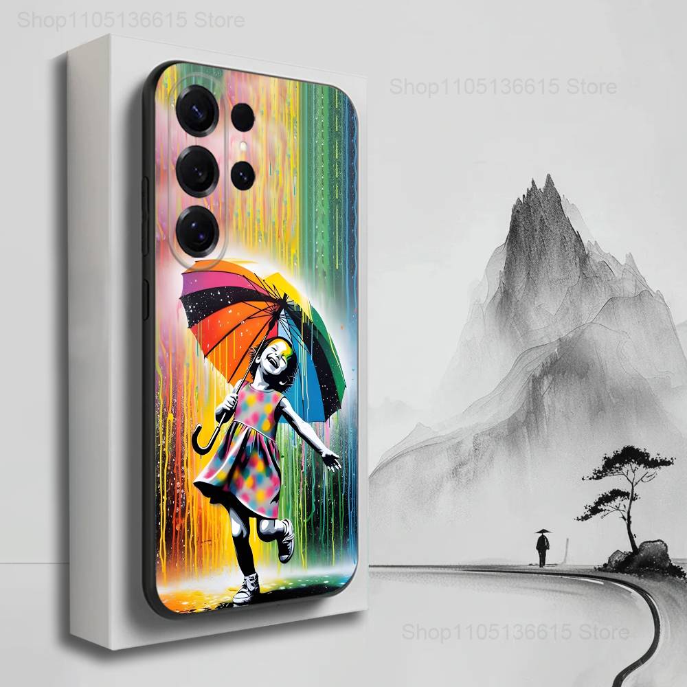 Graffiti Art B-Banksy S-Street Pouzdro Pro Samsung S21,S9,S22,S25,S20,S10,Plus,Ultra,S24,S23,FE,Lite,Měkký Silikon Černý