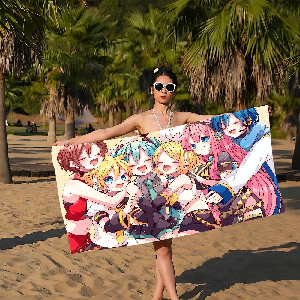 K-Kagamine-Len Microfiber Printed Beach Towel Mountain Climbing Yoga Beach Swimming Running Absorbent Soft Towel