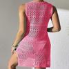 Elegant Knitted Hollowed Out Vest Dress Comfortable Beach Cover Up Dress for Pool Parties and Beach Vacation